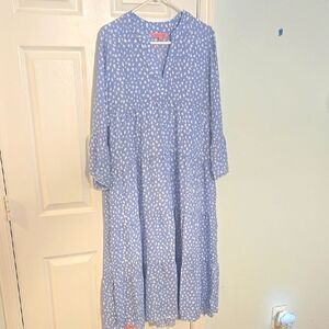 Simply Southern Light Blue Blouse with White Patterns
